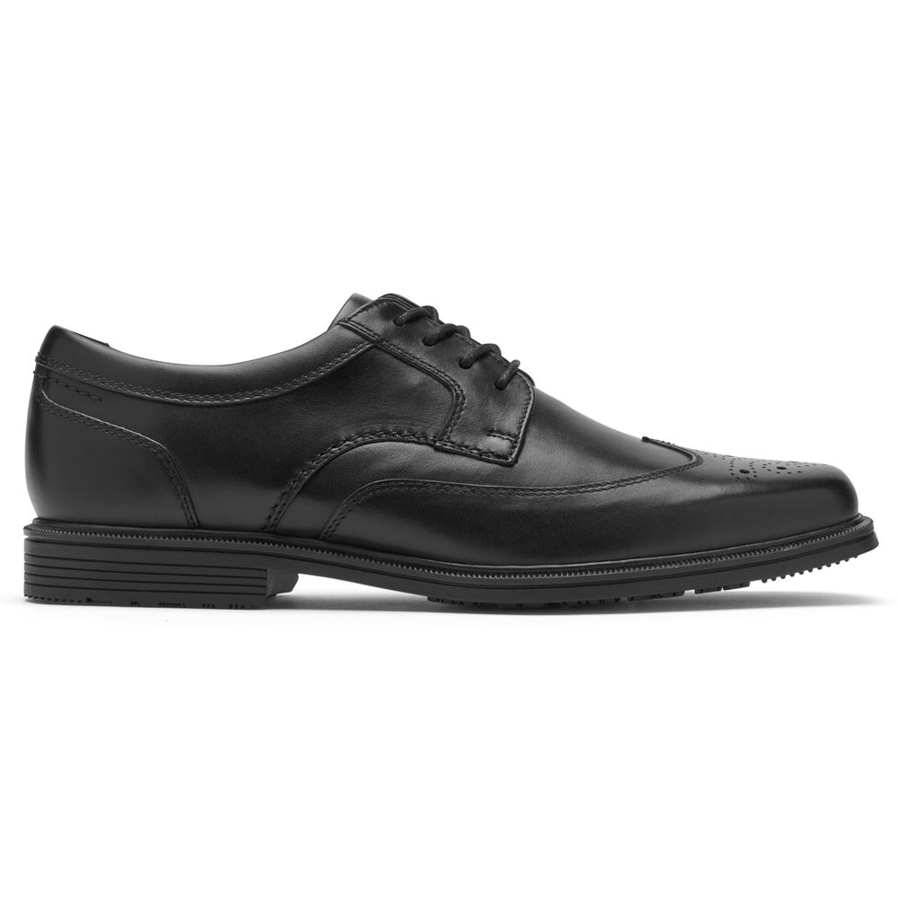 Rockport Men's Taylor Waterproof Wingtip Oxfords - Black - USA (6954DKJRM)